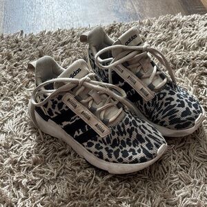 Adidas Kids Sneakers - Black and Cream Leopard Print